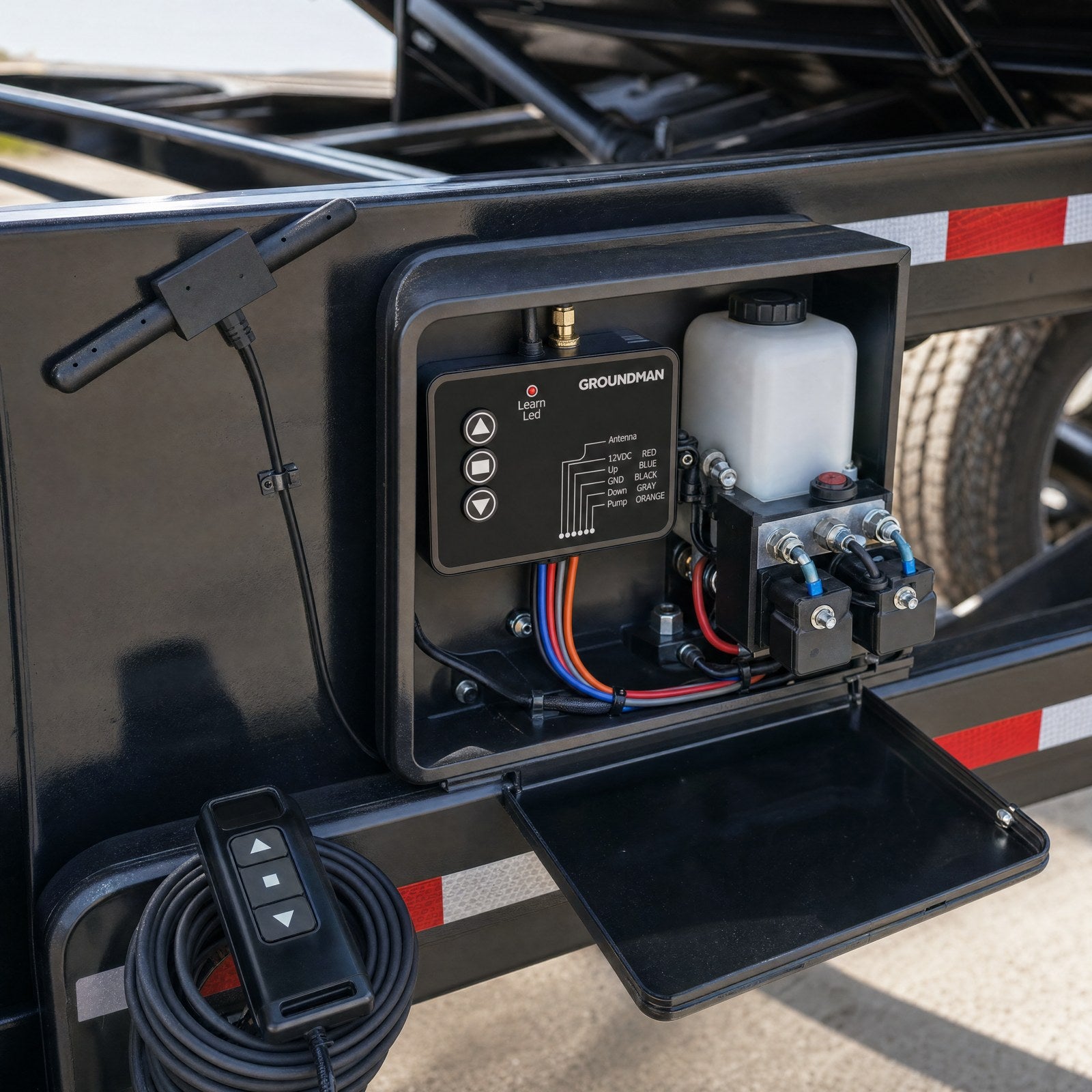 GROUNDMAN receiver installed in the trailer pump box